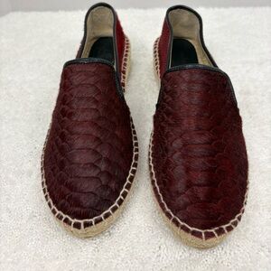 Zara Basic Red Ponyhair Espadrilles Loafers-Color: Burgundy Blood Red-Size: 36/6